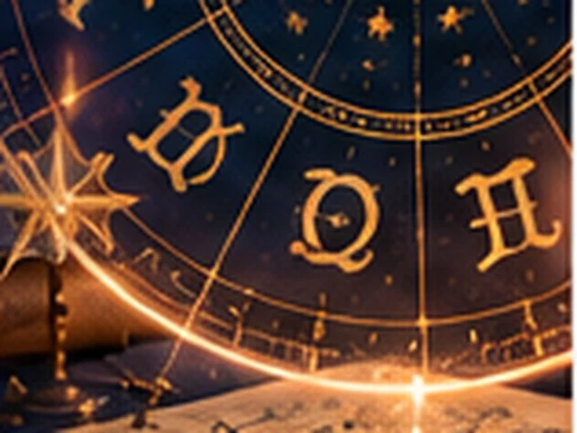 Redaktionelles Ratgeber-Key-Visual mit astrologischem Kreis und Sternsymbolik in warmer Abendstimmung.
