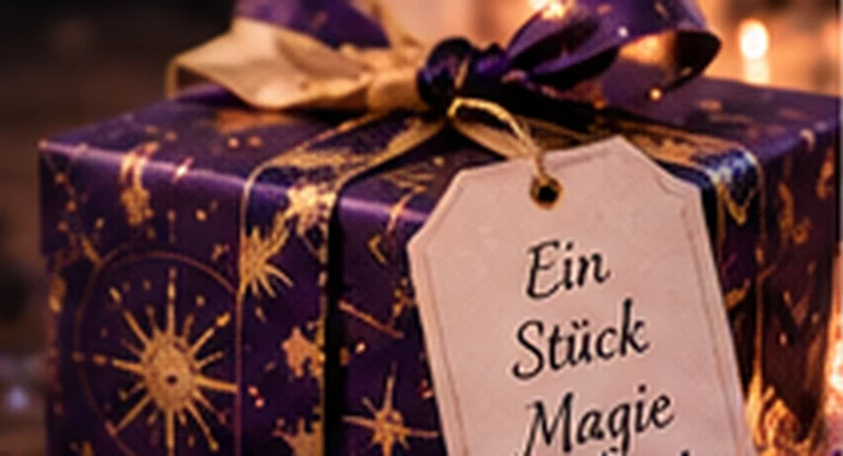 Redaktionelles Tool-Key-Visual mit hochwertig verpacktem Geschenk in warmer Ritualatmosphäre.