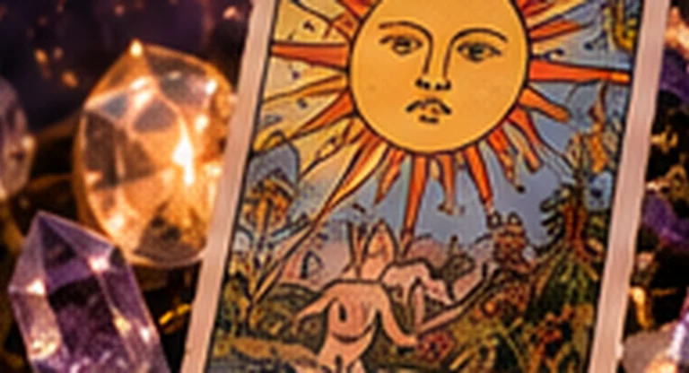 Redaktionelles Tool-Key-Visual mit einzelner Tarotkarte, Kristallen und Kerzenlicht.